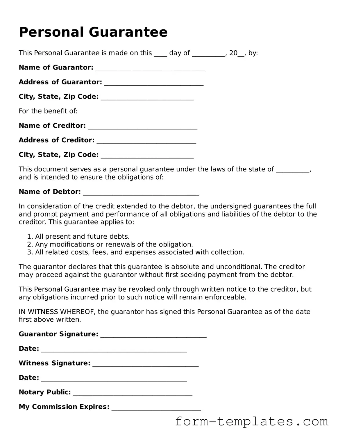 Attorney-Approved Personal Guarantee Document