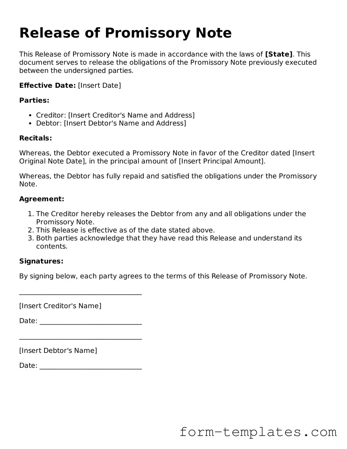 Attorney-Approved Release of Promissory Note Document