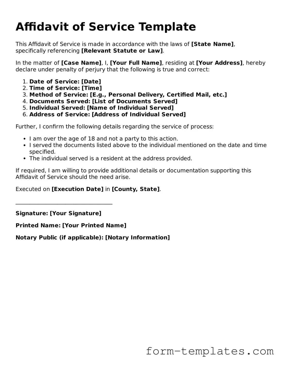 Attorney-Approved Affidavit of Service Document