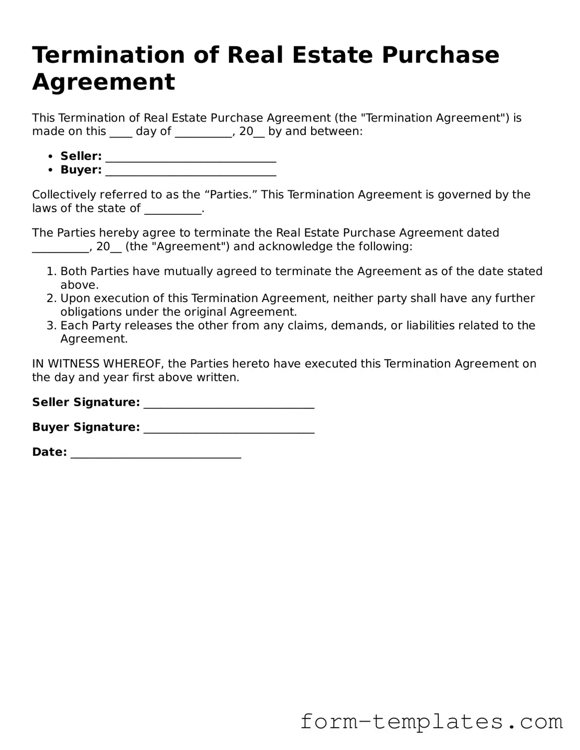 Attorney-Approved Termination of Real Estate Purchase Agreement Document