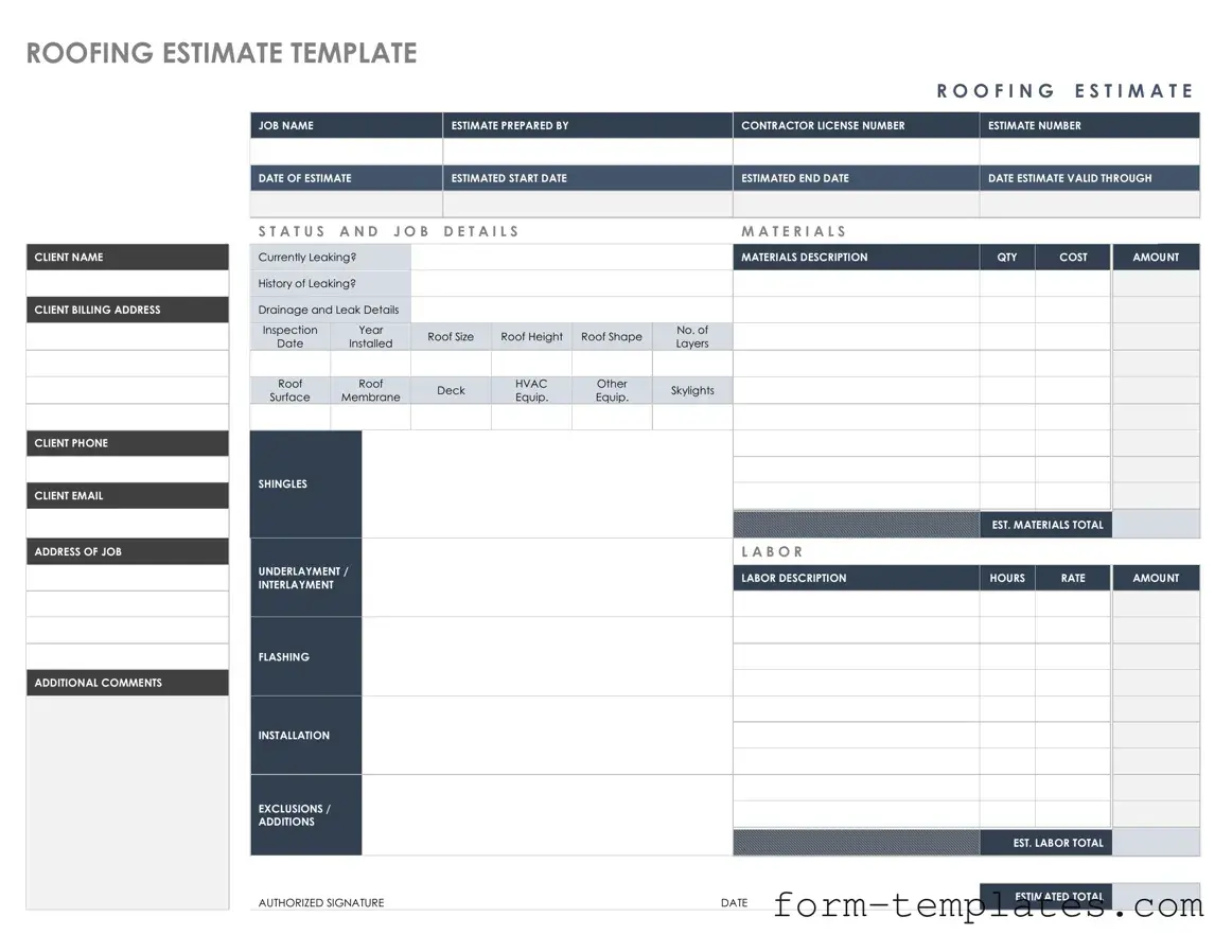 Fill Out a Valid Roofing Estimate Template