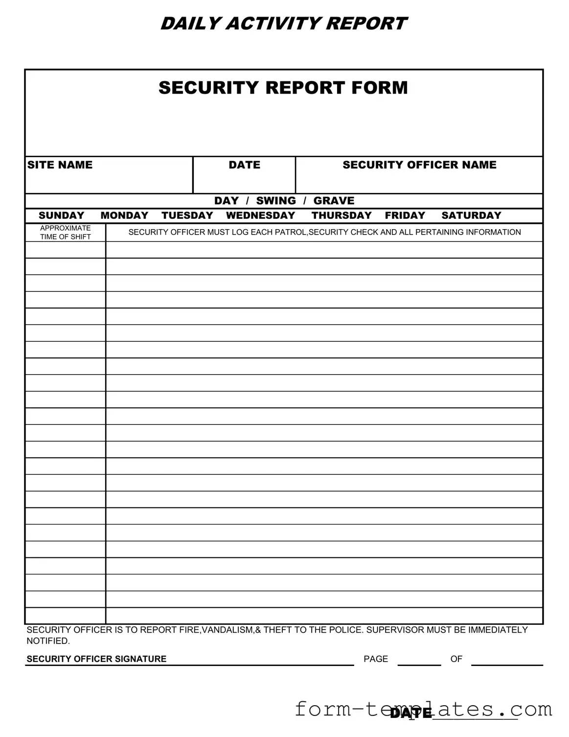 Fill Out a Valid Security Guard Daily Report Sample Template