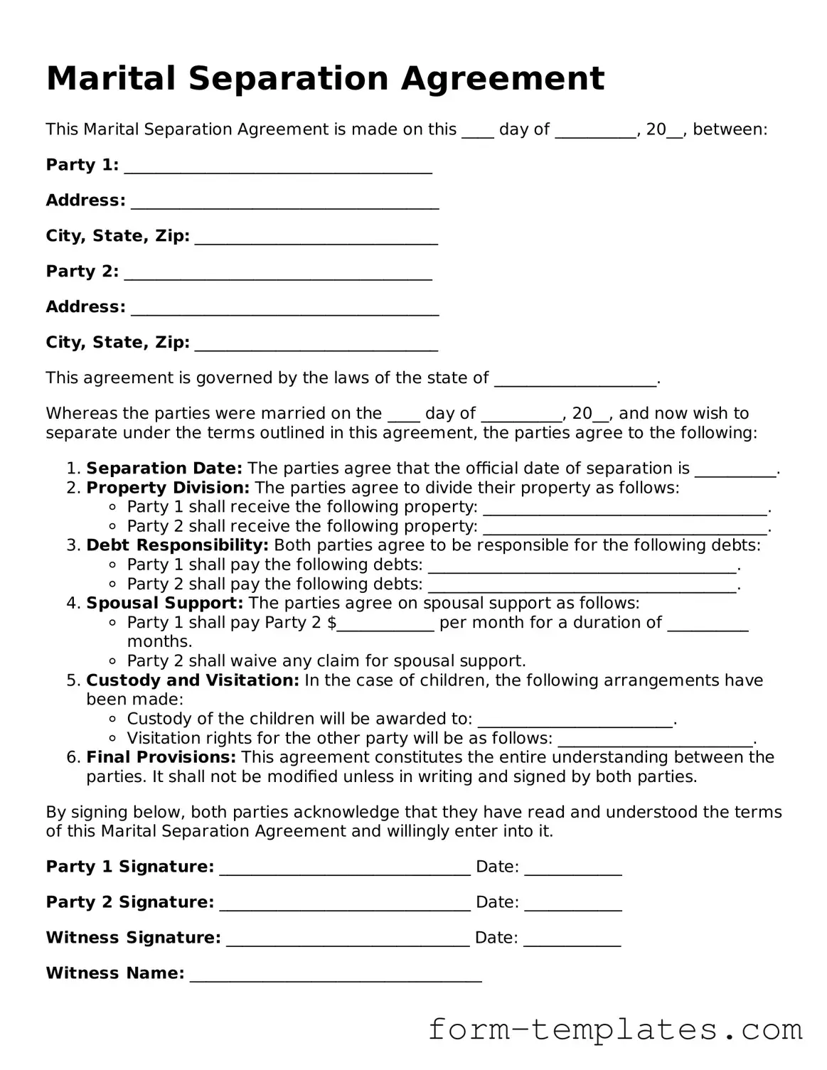 Attorney-Approved Marital Separation Agreement Document