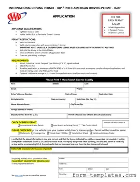 Fill Out a Valid Aaa International Driving Permit Application Template