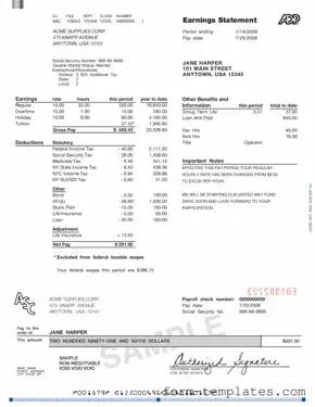 Fill Out a Valid Adp Pay Stub Template