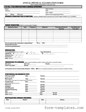 Fill Out a Valid Annual Physical Examination Template