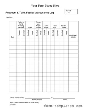 Fill Out a Valid Bathroom Cleaning Log Sheet Template