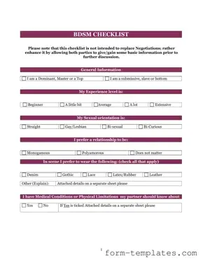 Fill Out a Valid Bdsm Checklist Template