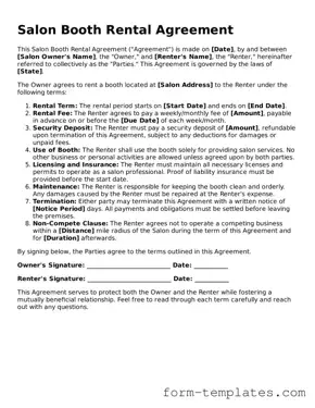 Attorney-Approved Salon Booth Rental Agreement Document