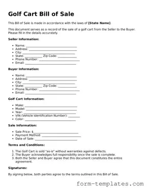 Attorney-Approved Golf Cart Bill of Sale Document