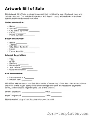 Attorney-Approved Artwork Bill of Sale Document