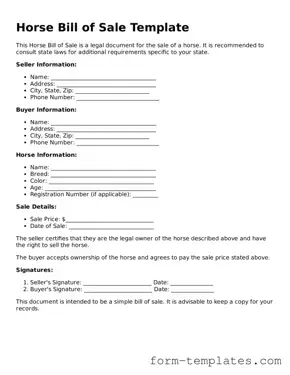 Attorney-Approved Horse Bill of Sale Document