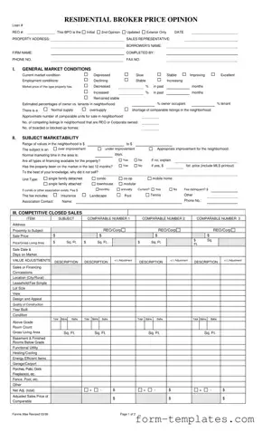 Fill Out a Valid Broker Price Opinion Template