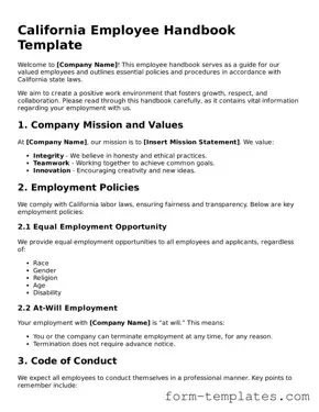 Printable Employee Handbook Form for the State of California