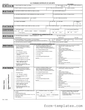 Fill Out a Valid CDC U.S. Standard Certificate of Live Birth Template
