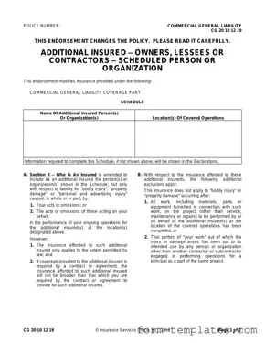 Fill Out a Valid Cg 20 10 07 04 Liability Endorsement Template