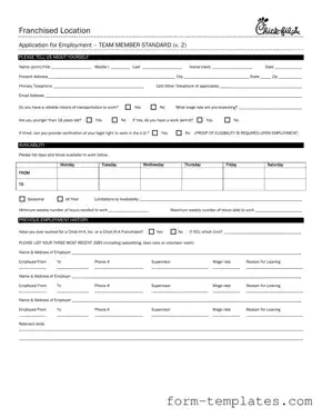 Fill Out a Valid Chick Fil A Job Application Template
