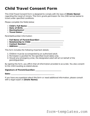 Attorney-Approved Child Travel Consent Form Document