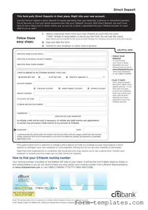 Fill Out a Valid Citibank Direct Deposit Template