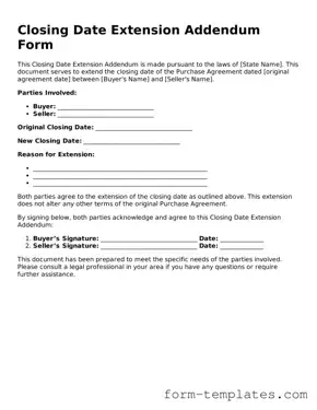 Attorney-Approved Closing Date Extension Addendum Form Document