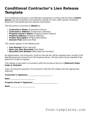 Attorney-Approved Conditional Contractor’s Lien Release Document