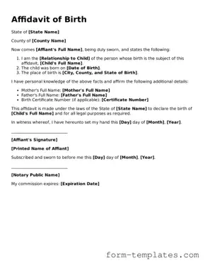 Attorney-Approved Affidavit of Birth Document