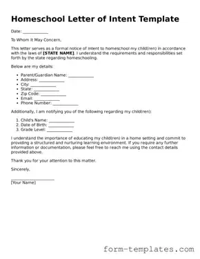 Attorney-Approved Homeschool Letter of Intent Document