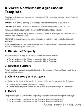 Attorney-Approved Divorce Settlement Agreement Document