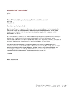 Fill Out a Valid Emotional Support Animal Letter Template