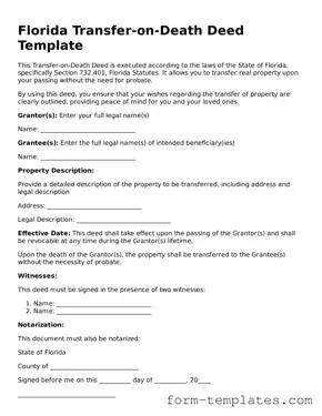 Printable Transfer-on-Death Deed Form for the State of Florida