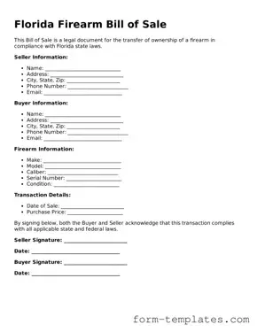 Printable Firearm Bill of Sale Form for the State of Florida