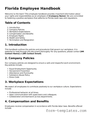 Printable Employee Handbook Form for the State of Florida