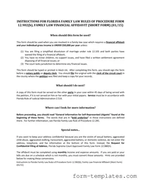 Fill Out a Valid Florida Financial Affidavit Short 12.902(b) Template