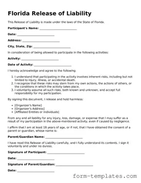 Printable Release of Liability Form for the State of Florida