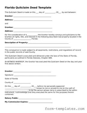 Printable Quitclaim Deed Form for the State of Florida
