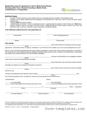 Fill Out a Valid Florida Realtors Residential Lease Template