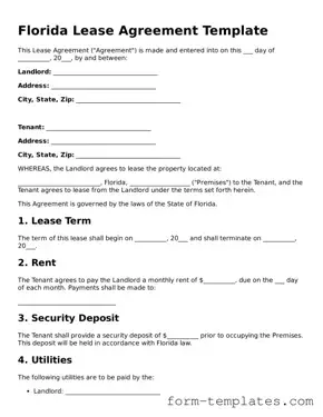 Printable Lease Agreement Form for the State of Florida