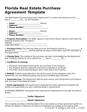 Printable Real Estate Purchase Agreement Form for the State of Florida