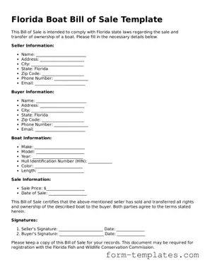Printable Boat Bill of Sale Form for the State of Florida