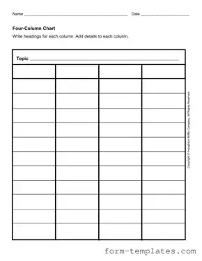 Fill Out a Valid Four Column Chart Template