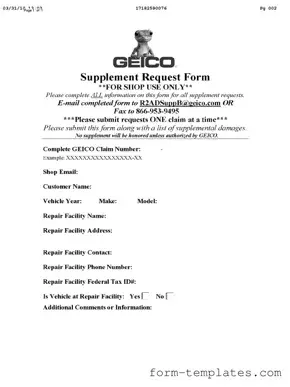 Fill Out a Valid Geico Supplement Request Template
