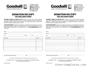 Fill Out a Valid Goodwill donation receipt Template