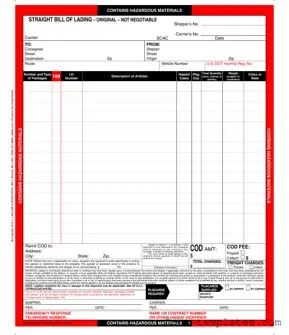Fill Out a Valid Hazard Bill Of Ladden Template