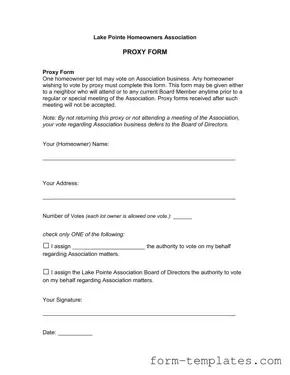 Fill Out a Valid Homeowners Association Proxy Template