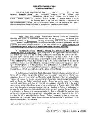 Fill Out a Valid Horse Training Contract Template