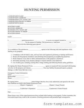 Fill Out a Valid Hunter Permission Template