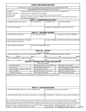 Fill Out a Valid Hurt Feelings Report Template