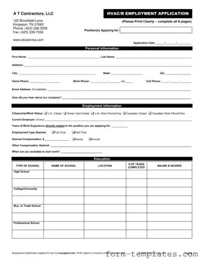 Fill Out a Valid Hvac Job Application Template