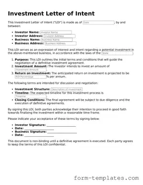 Attorney-Approved Investment Letter of Intent Document