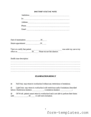 Fill Out a Valid Doctors Excuse Note Template